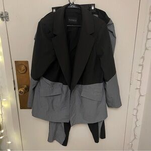 Eloquii Women's Two-Tone Black and Gray Blazer and Pants Suit